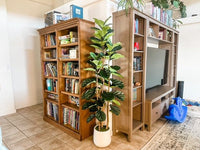 Garvee Ficus Lyrata artificiel 183 cm, feuillage vert réaliste, pot blanc et tronc en bois naturel, décoration intérieure
