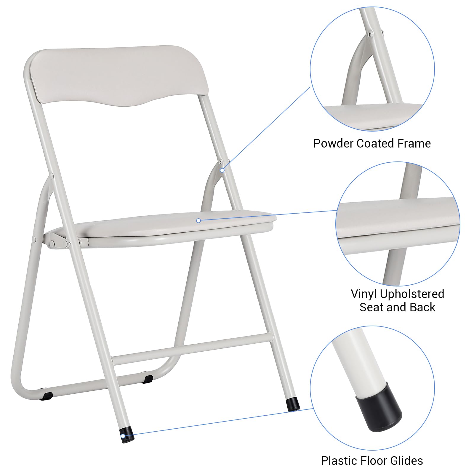 Ensemble table et chaises pliantes pour enfants Garvee, structure en métal, revêtement en PU, beige, pour manger et jouer