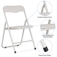 Ensemble table et chaises pliantes pour enfants Garvee, structure en métal, revêtement en PU, beige, pour manger et jouer