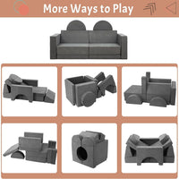 Canapé de jeu pour enfants Garvee, canapé modulaire 8 pièces, housse amovible en microfibre gris foncé, salle de jeux