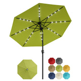 Garvee Parasol De terrasse Solaire 305 cm Avec 32 LED, Crémaillère, Inclinaison, Cadre En Fer, Protection UV, Résistant À L'Eau, Jardin Et Terrasse - Eu4 Fruit Vert