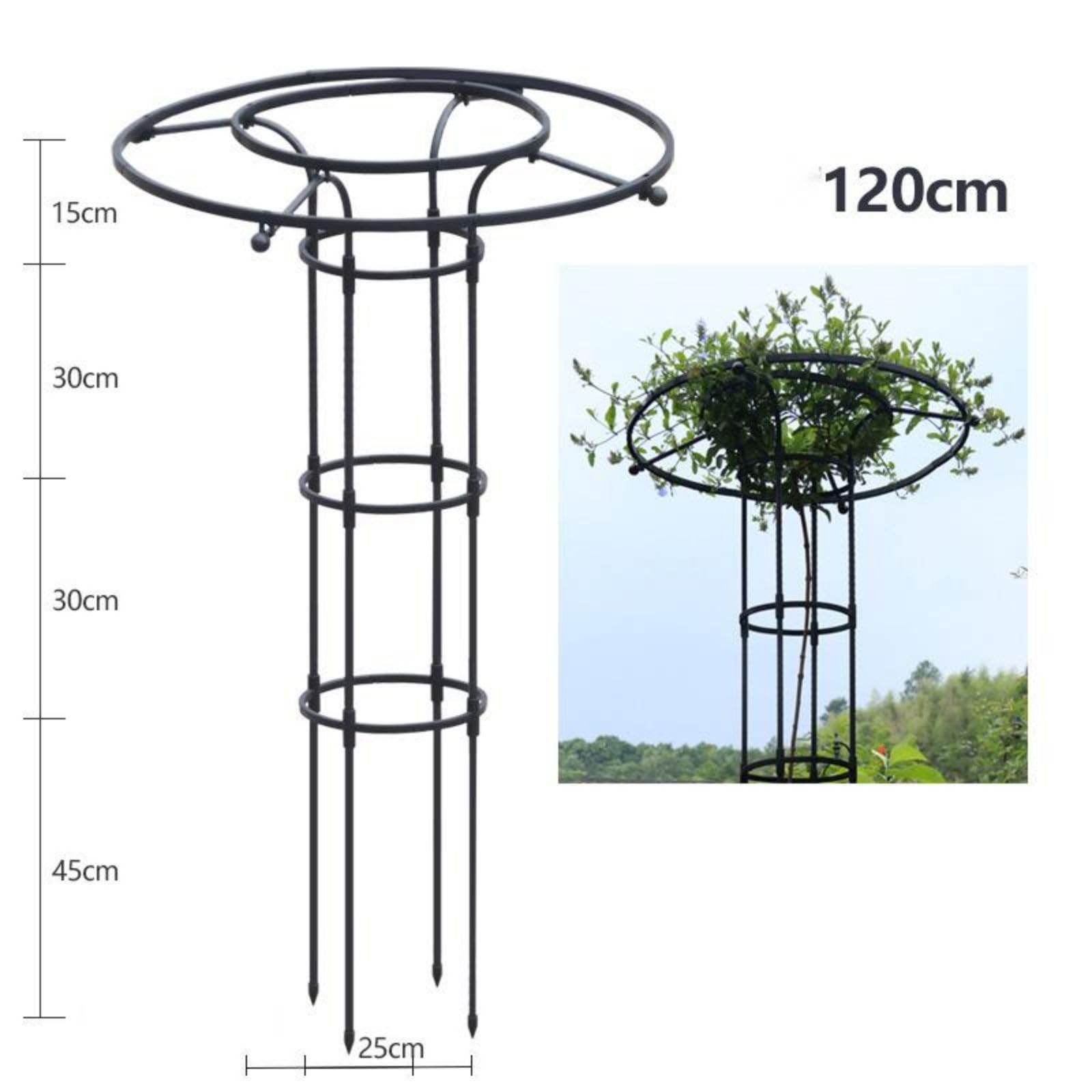 Support vertical rond en treillis Garvee Gardena pour plantes grimpantes, fleurs, arbustes et légumes, en acier, 119 cm (47 pouces), noir.