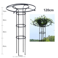 Support vertical rond en treillis Garvee Gardena pour plantes grimpantes, fleurs, arbustes et légumes, en acier, 119 cm (47 pouces), noir.
