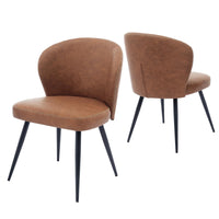 Garvee Ensemble de 2 chaises de salle à manger , rembourrées, avec pieds en acier et dossier haut en cuir, pour la cuisine et la salle à manger, 59 cm, Brun