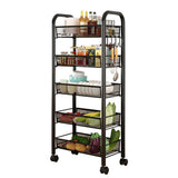 Garvee Chariot Roulant 5 Niveaux En Métal Avec 4 Roues Verrouillables Pour Cuisine Salon Salle De Bain, Noir, Polyvalent Et Durable - 