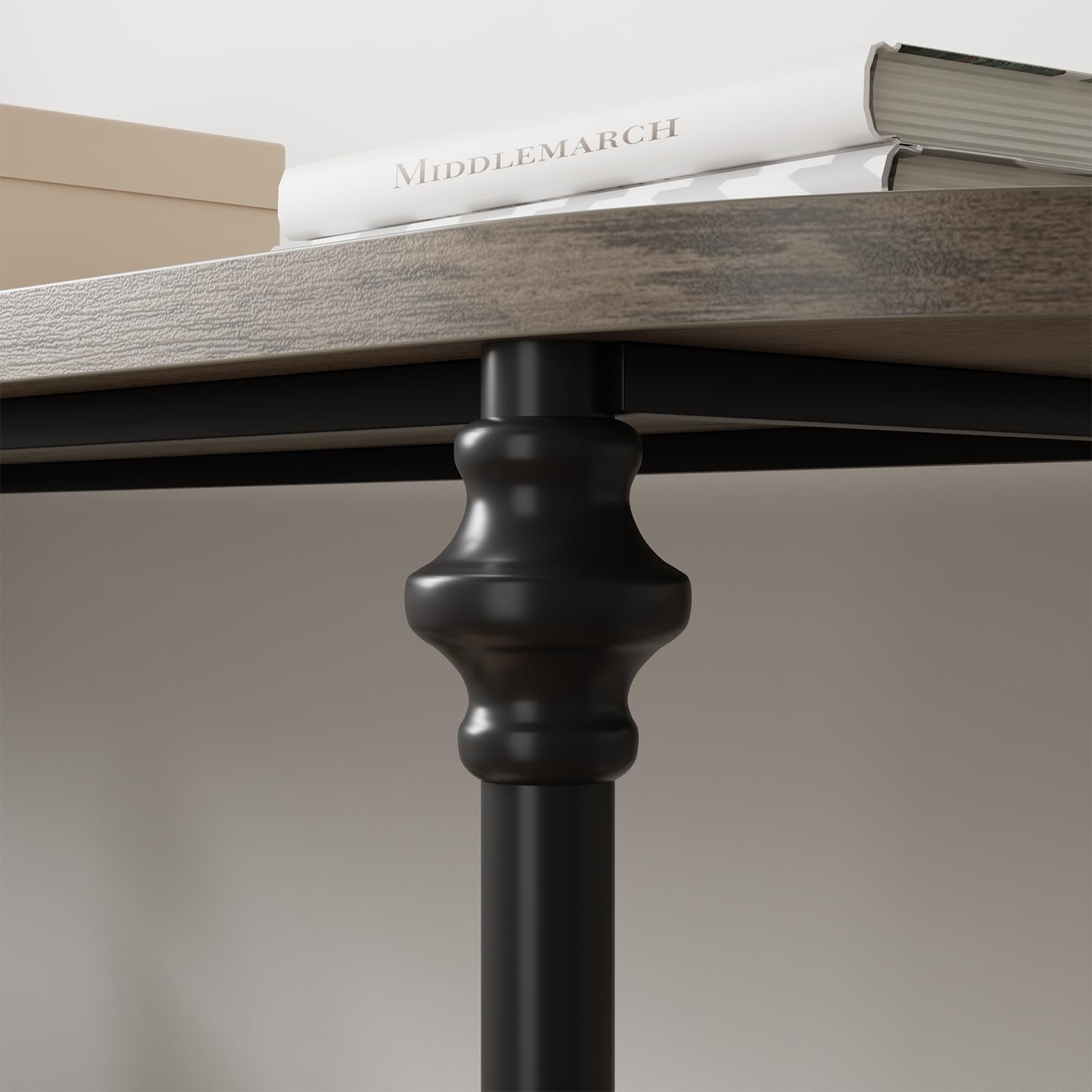 Table console d'entrée Garvee à 2 niveaux, structure en métal, MDF, design rustique, polyvalente, idéale pour le couloir et le salon.