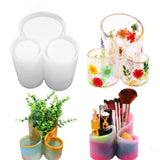 Boîte de rangement pour moules en résine Garvee avec porte-pinceaux à 3 cavités, moule en silicone à motif floral pour les loisirs créatifs et la décoration intérieure.