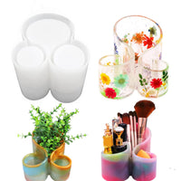 Boîte de rangement pour moules en résine Garvee avec porte-pinceaux à 3 cavités, moule en silicone à motif floral pour les loisirs créatifs et la décoration intérieure.