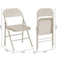Garvee Lot de 4 chaises pliantes beige, cadre en métal, charge max. 159 kg, chaises portables pour salle à manger, salon, bureau et camping