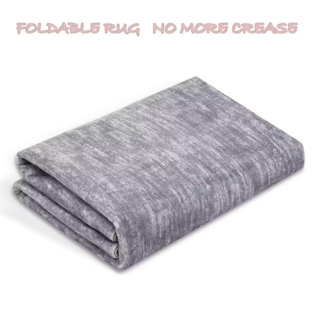 Tapis de salon Garvee, doux, lavable en machine, antidérapant, gris moderne, 80 x 150 cm