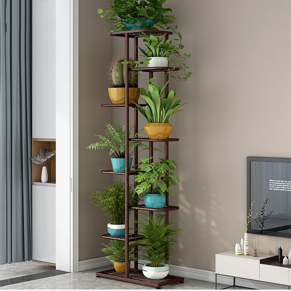 Garvee support à plantes 8 niveaux en métal, antidérapant et imperméable, salon, balcon et jardin, noir
