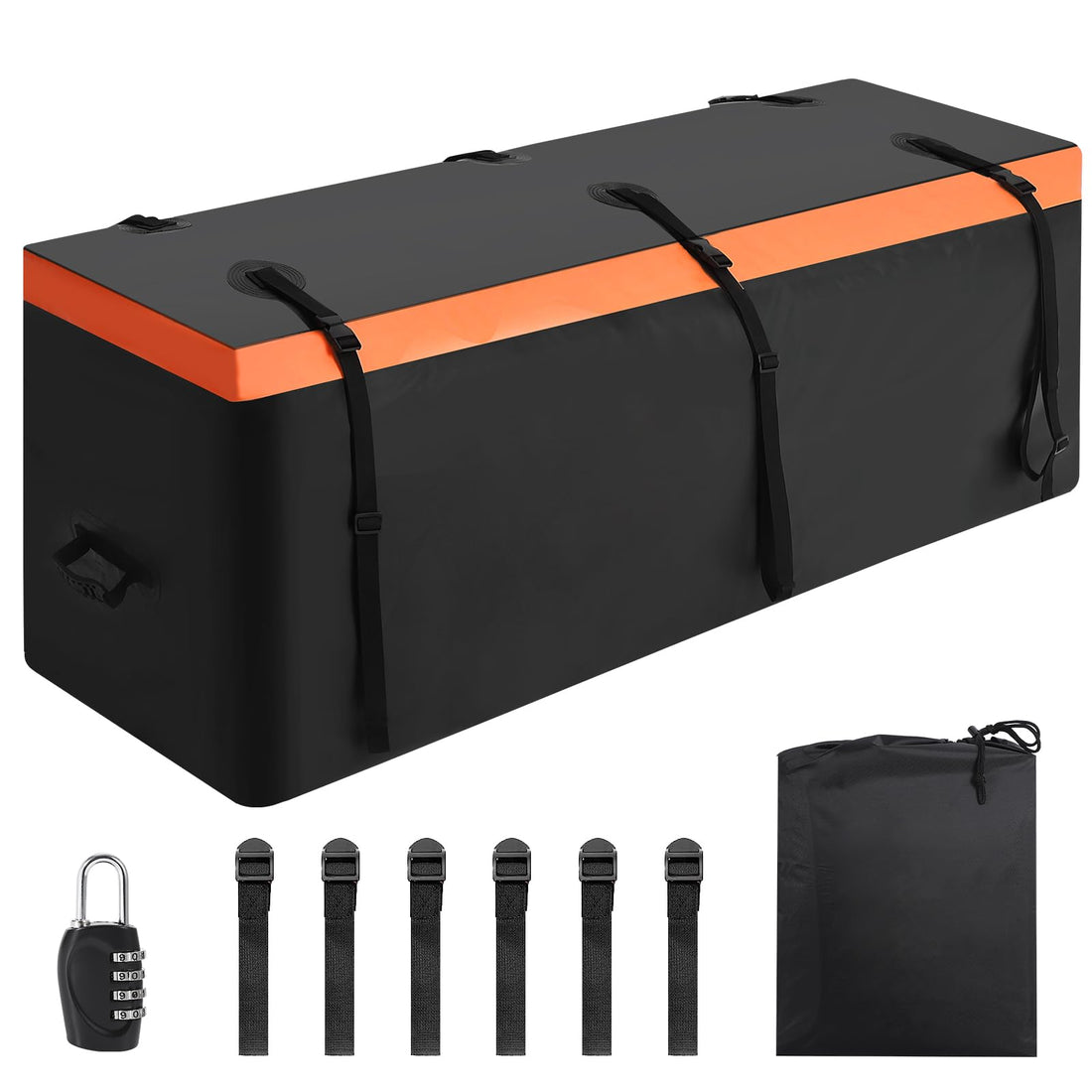 Sac de transport Garvee pour attelage, 21 pi³, bâche PVC imperméable et résistante, 8 sangles renforcées, pour voiture, camion, VUS, camping, noir