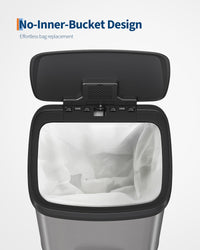 Poubelle Garvee 13 gallons en acier inoxydable avec couvercle, fermeture amortie, poignée ergonomique, argentée, pour îlot de cuisine, grande taille, antirouille