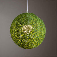 Garvee suspension d'extérieur rotin tressé - abat-jour rond 15 cm - Style Bohème Fait Main - Luminaire Jardin porche Salon - 7 couleurs vives, Vert