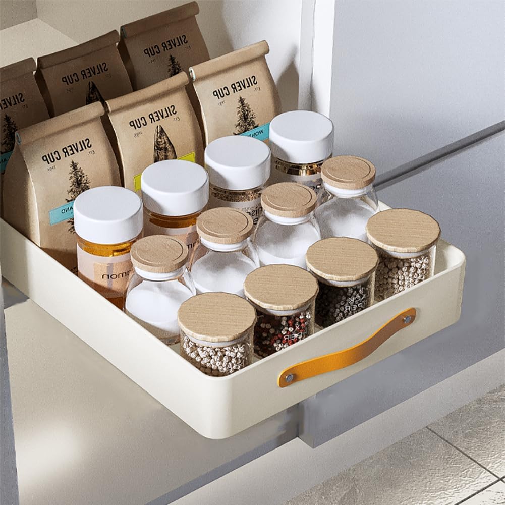 Organisateur extensible Garvee pour placards de cuisine et de salle de bain, en acier inoxydable, sans perçage, 48 cm, argenté, gain de place et facile à nettoyer