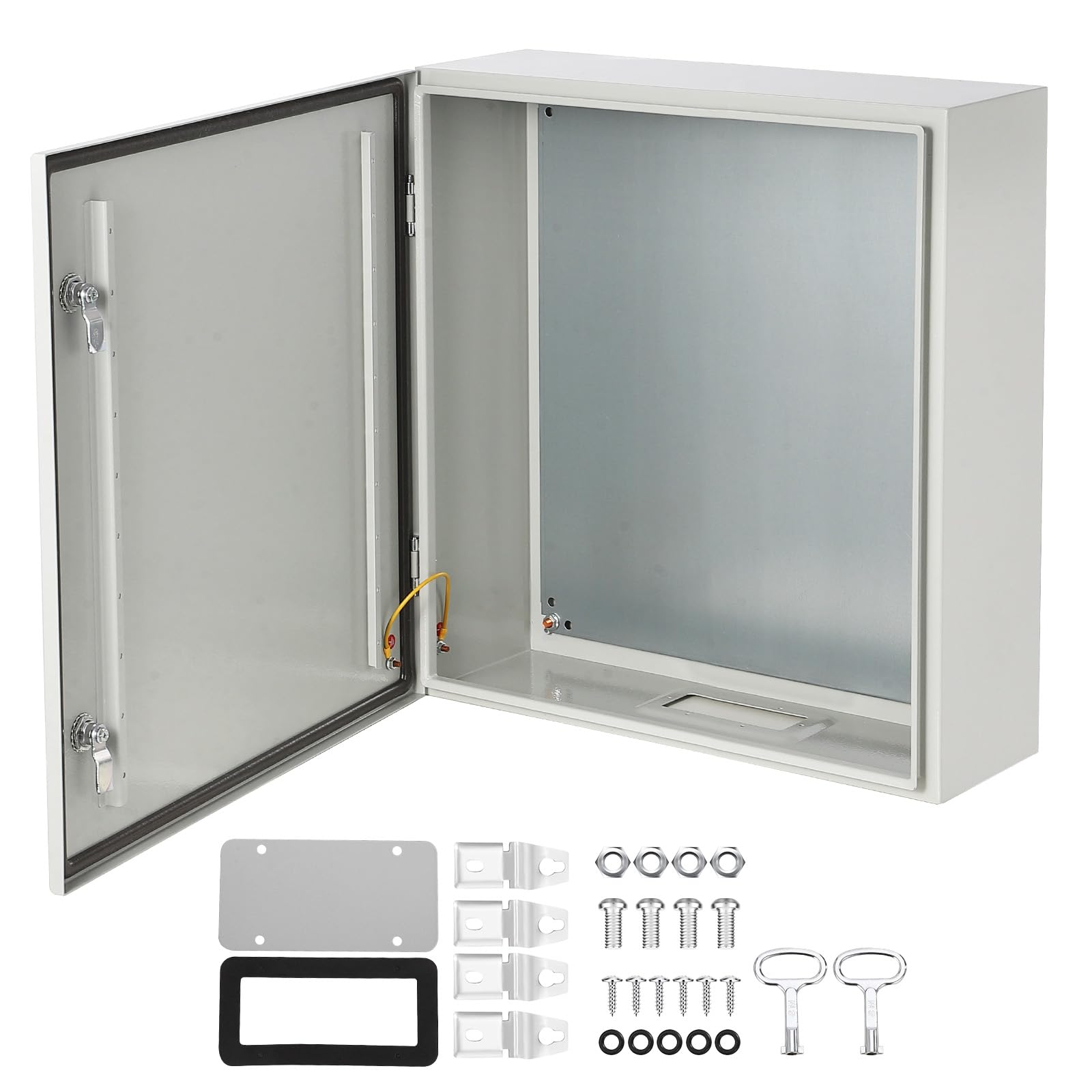 Boîtier en acier Garvee Nema 24 x 16 x 10 pouces, étanche à l'eau et à la poussière IP66, charnières robustes en acier laminé à froid pour une utilisation intérieure et extérieure, plaque de montage