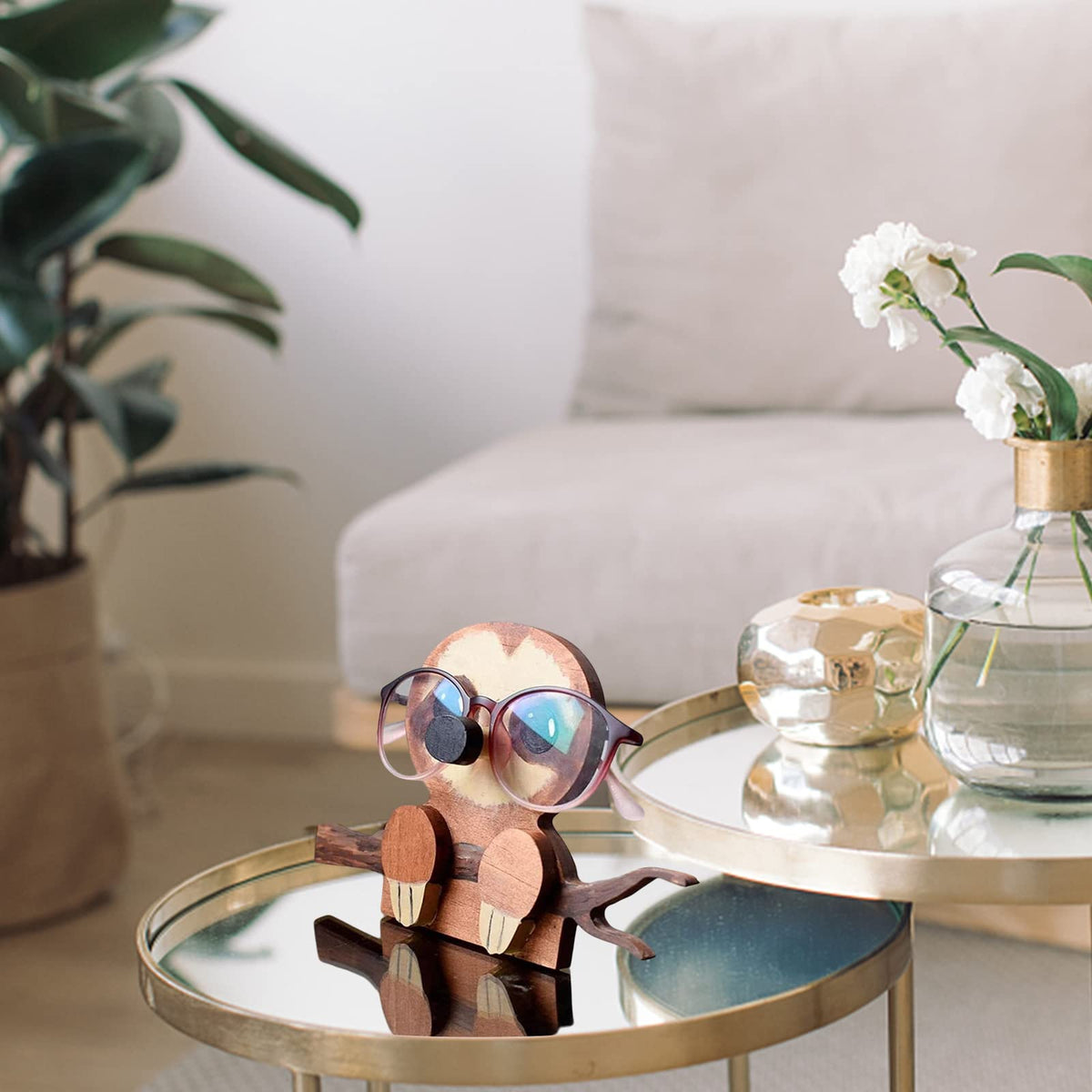Garvee Porte-lunettes de soleil en bois, mignon, en forme de chat, pour chambre ou bureau