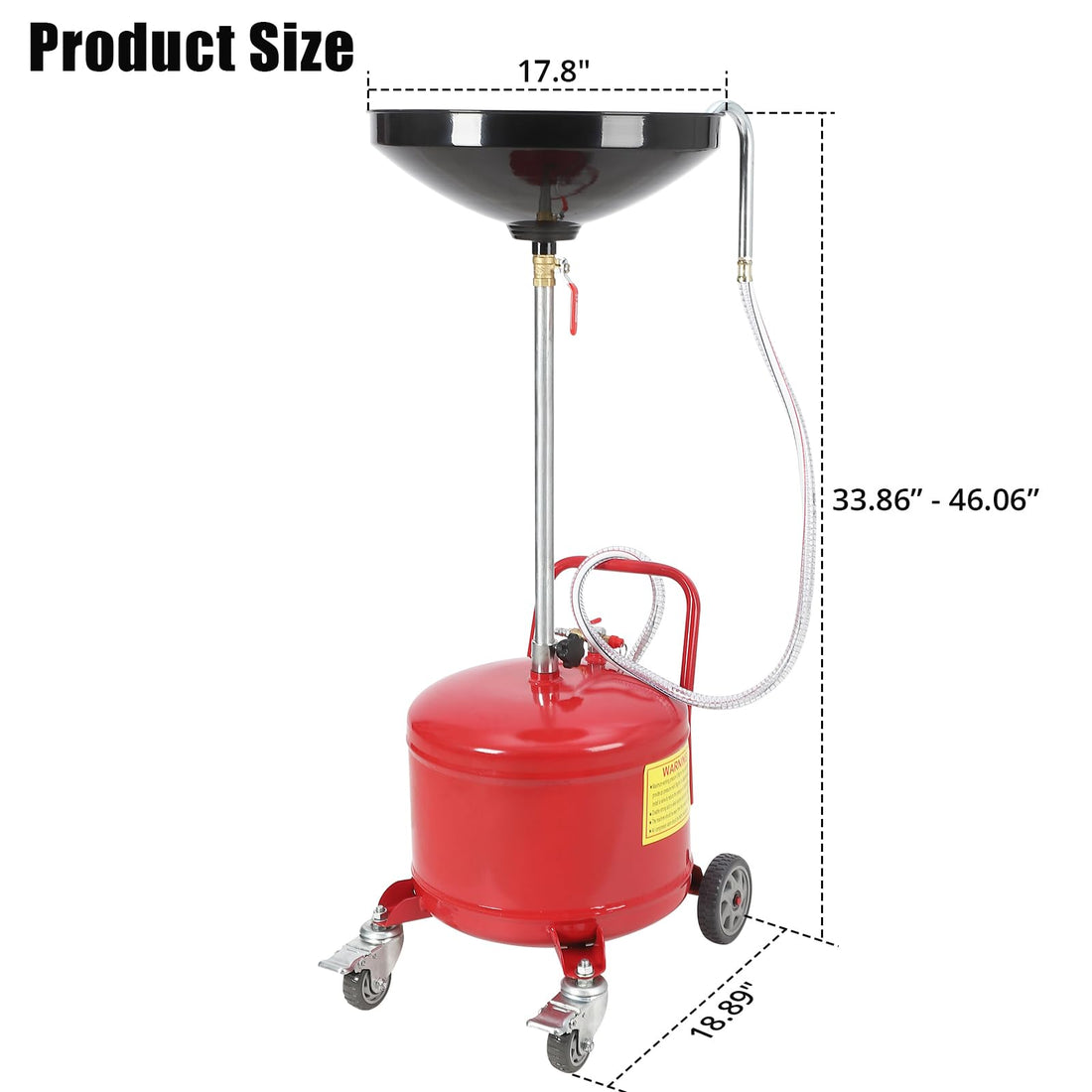 Bac de vidange d'huile Garvee 8 gallons en acier avec roulettes, indicateur de niveau d'huile, hauteur réglable et grand entonnoir, pour atelier et usage domestique, noir