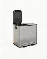 Garvee poubelle de tri 30 L à 2 compartiments en acier inoxydable, fermeture douce, beige, cuisine et bureau - Beige