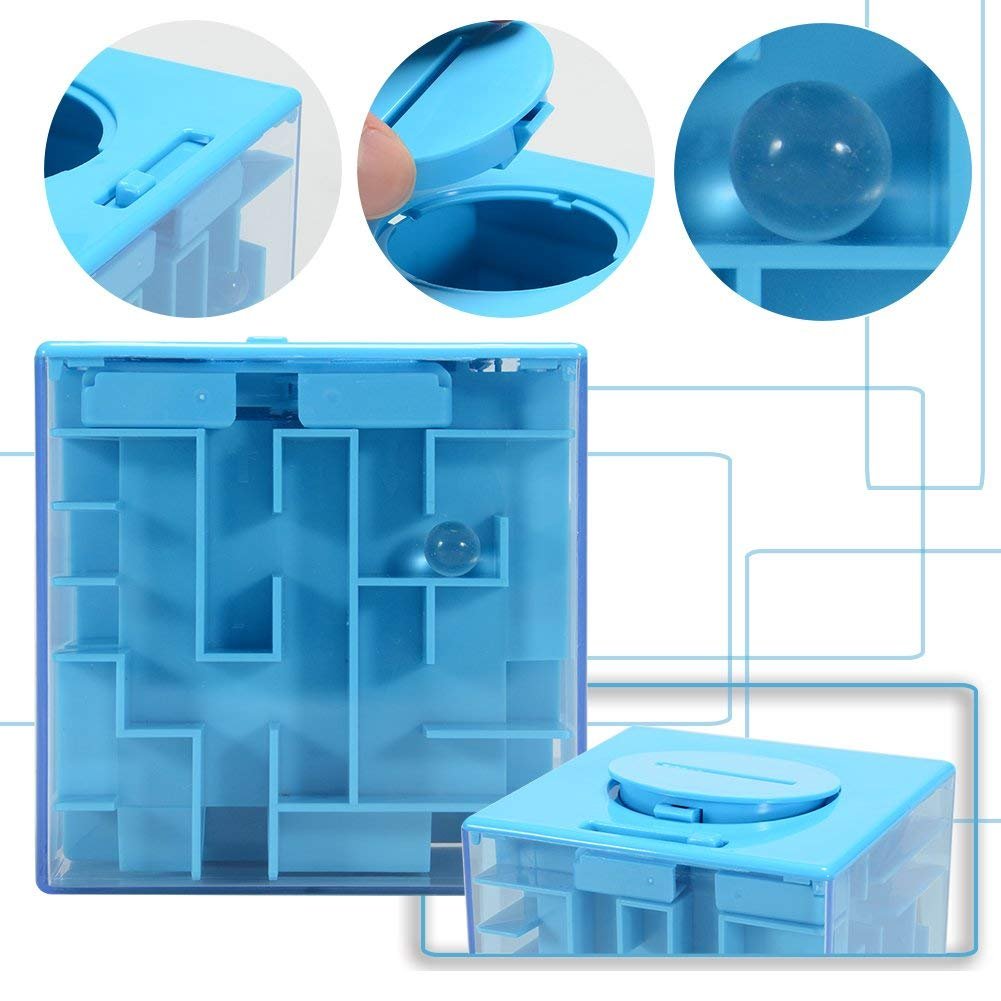 Coffret de tirelires labyrinthe Garvee, casse-tête intelligent pour enfants et adultes, 8 x 8 x 8 cm, coloré