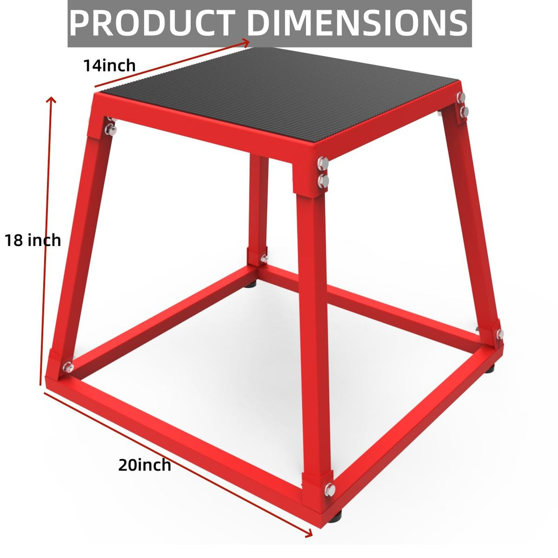 Garvee Boîte de saut pliométrique de 45,7 cm (45,7 cm) en acier avec plateforme en caoutchouc antidérapante pour l'entraînement à domicile, rouge, 45