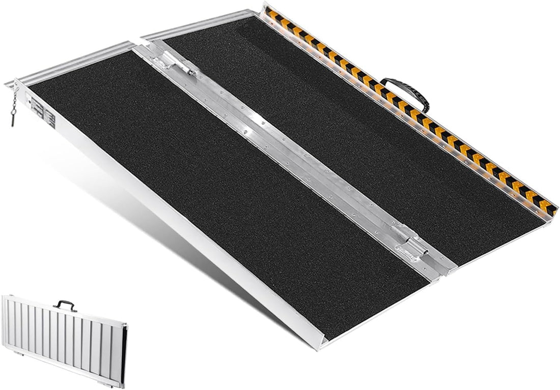 Rampe d'accès portable Garvee pour fauteuil roulant, 60 cm, pliable en aluminium, antidérapante, pour seuils de porte et marches, capacité de 272 kg