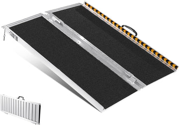 Garvee Rampe d’accès portable 60cm en aluminium pliable, surface antidérapante, pour fauteuil roulant, seuils et marches, charge 272kg