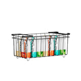 Paniers de rangement Garvee en fil métallique, acier thermolaqué, empilables, avec poignées, pour la cuisine et le bureau, grand format, ouverts, noirs - noir