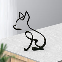 Sculpture murale en métal Garvee représentant un chien. Art minimaliste géométrique abstrait en fil de fer, robuste et décoratif pour la maison ou le bureau (noir).