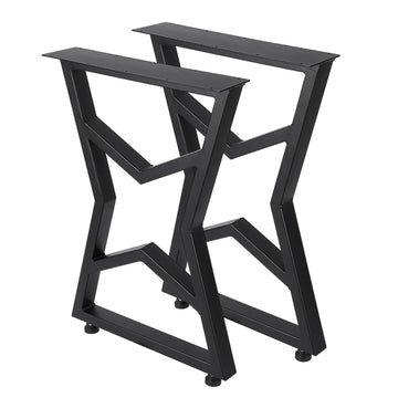 Pieds de table en métal Garvee 28 x 20 pouces, robustes, en fer forgé, réglables, pour tables de salle à manger et de jardin, noirs