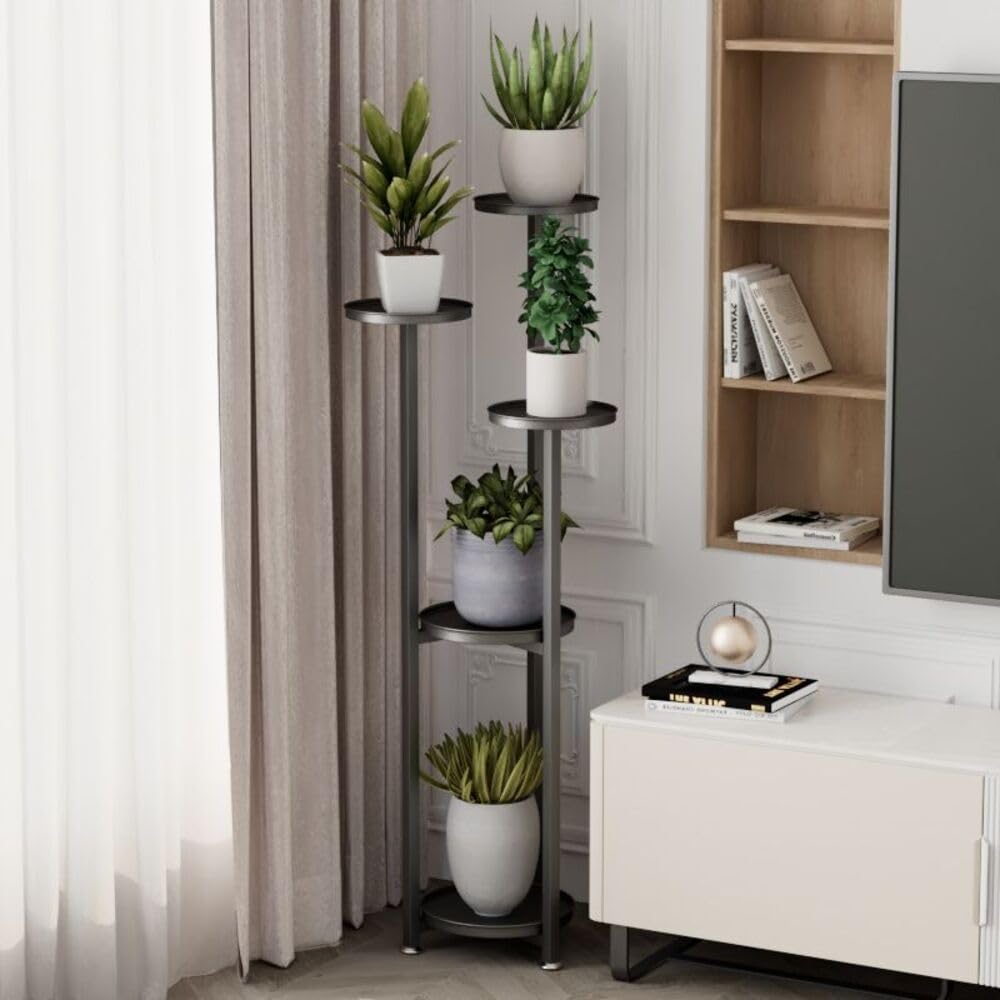 Garvee Étagère à plantes, design à plusieurs niveaux, pieds antidérapants, étagère d'angle, métal, salon, chambre, gain de place, polyvalente