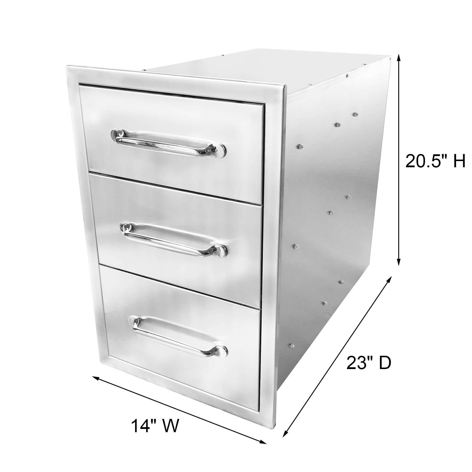Tiroirs de cuisine extérieure Garvee en acier inoxydable – 35,6 cm L x 52 cm H x 58,4 cm P, parfaits pour les espaces barbecue et les cuisines extérieures