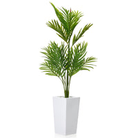 Palmier artificiel Areca Garvee de 1,37 m (50 pouces) avec pot blanc pour salon et bureau, flexible, réaliste, facile d'entretien, vert