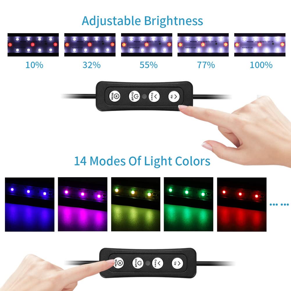 Lampe LED à pince Garvee pour aquarium avec minuterie réglable pour plantes d'eau douce, polyvalente, lumière vive, durable