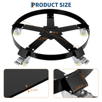 Chariot porte-fûts Garvee de 55 gallons – Châssis en acier galvanisé, système anti-basculement, freins et roues pivotantes, capacité de 567 kg