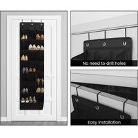 Organisateur de chaussures Garvee à suspendre à la porte, 24 poches, gain de place, robuste, pour chambre et salle de bain, couleur neutre