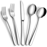 Garvee Ménagère en acier inoxydable 9.1 mèces pour 6 personnes, ensemble de couverts en acier inoxydable, design élégant, robuste, cuisine et table, argent
