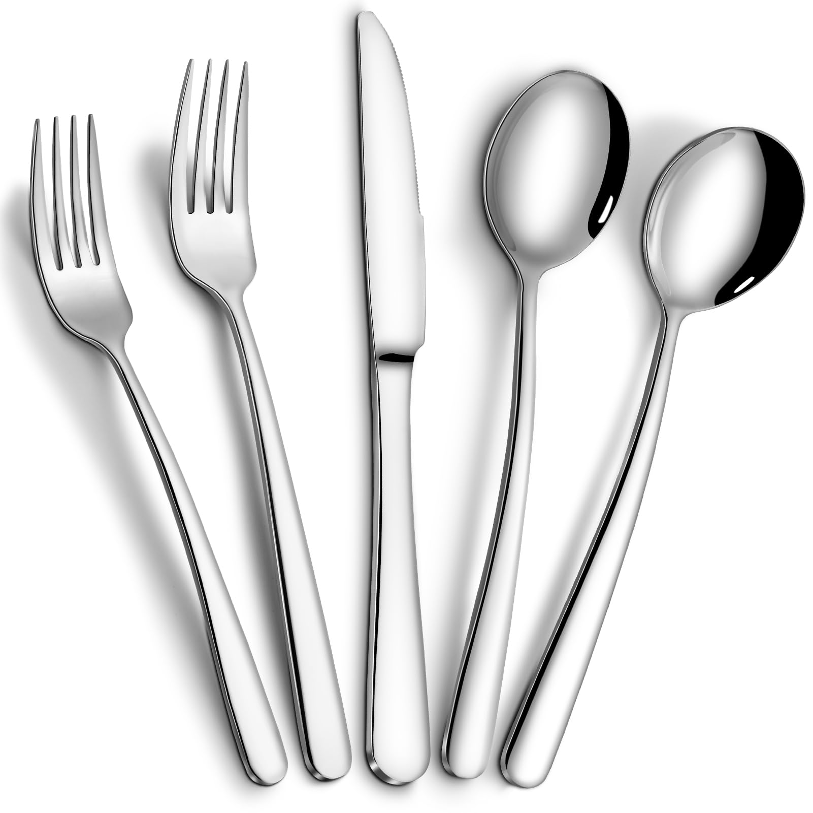 Garvee Set Posate Acciaio Inox 30 pièces pour 6 personnes, ensemble de couverts en acier inoxydable, design élégant, robuste, cuisine et table, argent