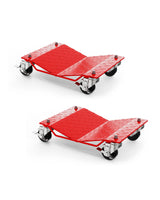 Garvee ensemble de chariots pour roues de voiture, 2 pièces, charge 1361 kg, plateforme en v, acier, 4 roulettes pivotantes, pour voitures et motos, Rouge - rouge