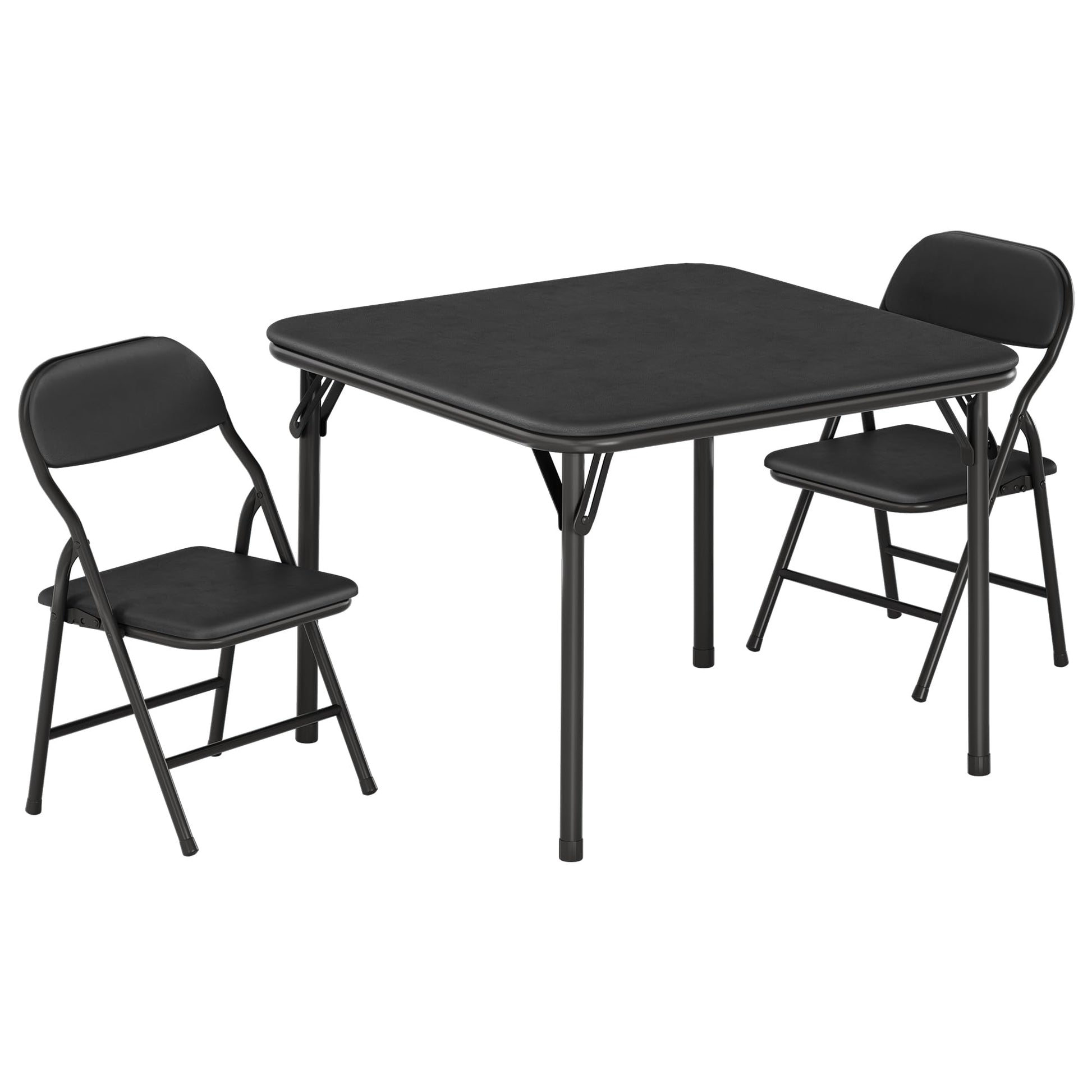 Ensemble table et chaises pliantes 3 pièces Garvee pour enfants, pliable avec revêtement en cuir PU, pour salle de jeux et usage extérieur, léger et sûr