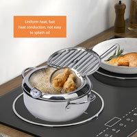 Friteuse Garvee en acier inoxydable 304, panier d'égouttage, compatible induction, finition polie miroir, contrôle de la température, cuisson saine, friture.