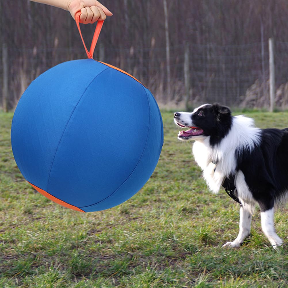 Balle de berger Garvee 45 cm pour chiens, grand jouet avec pompe à air, robuste, entraînement en extérieur, bleue, pour écuries