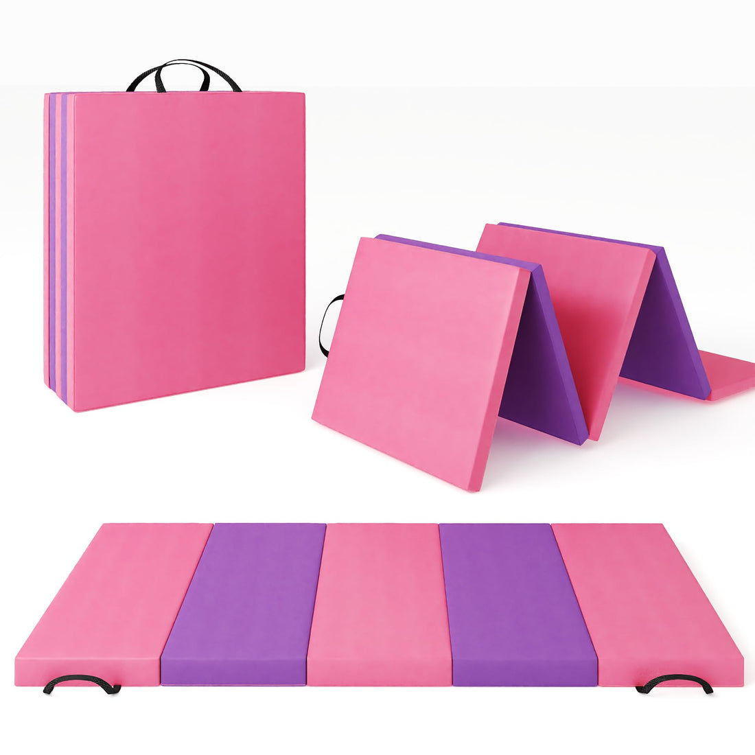 Tapis de gymnastique pliable Garvee 1,2'' en mousse EPE et cuir PU antidérapant, portable, pour le yoga et les arts martiaux, ensemble de 5 pièces