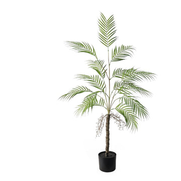 Palmier artificiel Garvee 120 cm, tropical, réaliste, avec tronc et pot en plastique, vert, pour intérieur, salon ou bureau
