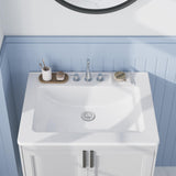 Garvee Évier de Salle de Bain Encastré Rectangulaire 53 × 43 cm Céramique Blanche avec Trop-Plein, 3 Trous Pré-Perforés, Installation Facile, Compact - Blanc