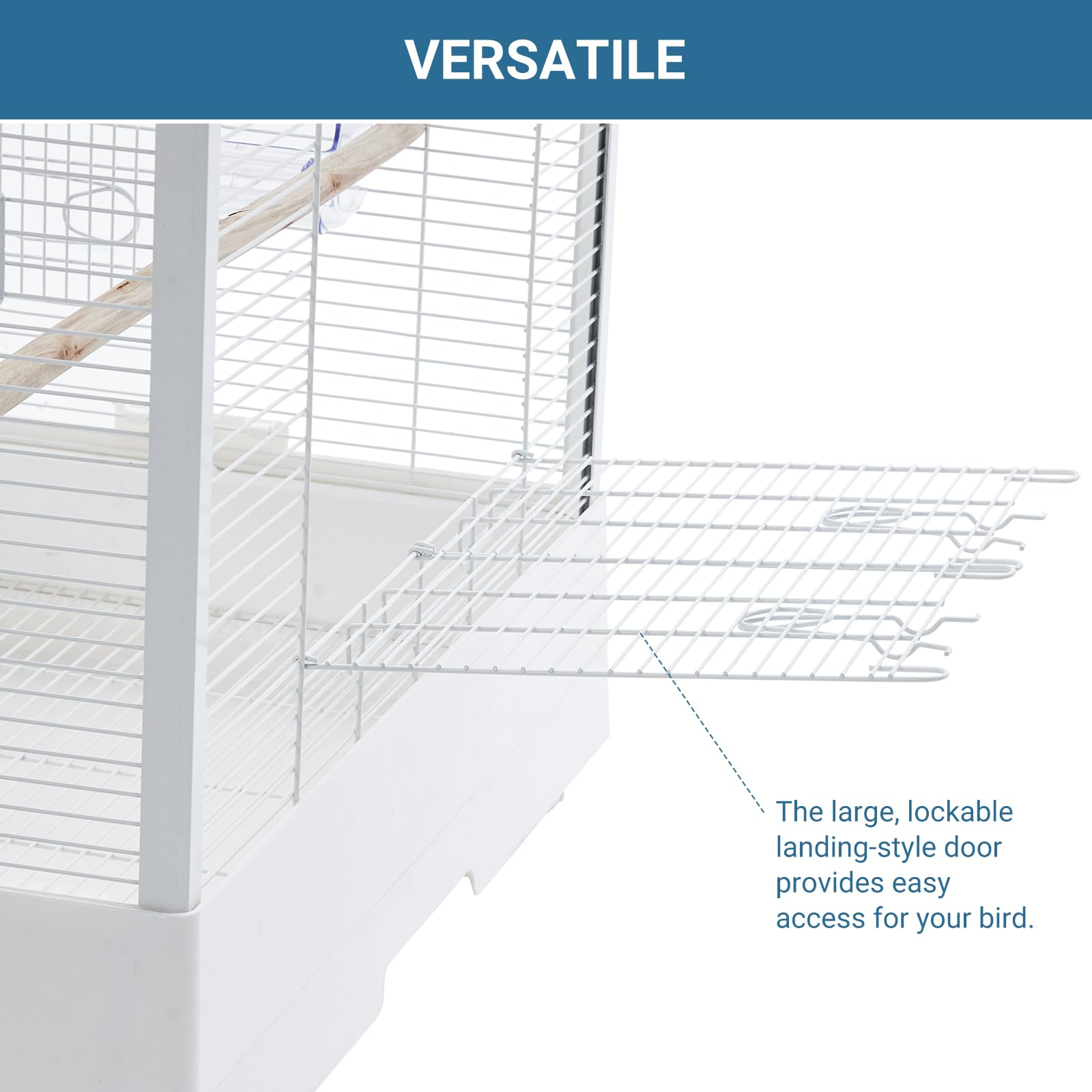Cage à oiseaux Garvee 71 cm (28 pouces) avec thermo-hygromètre, plateau amovible et structure métallique robuste, idéale pour les perruches et les perroquets, à la maison comme en voyage.