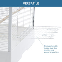 Cage à oiseaux Garvee 71 cm (28 pouces) avec thermo-hygromètre, plateau amovible et structure métallique robuste, idéale pour les perruches et les perroquets, à la maison comme en voyage.
