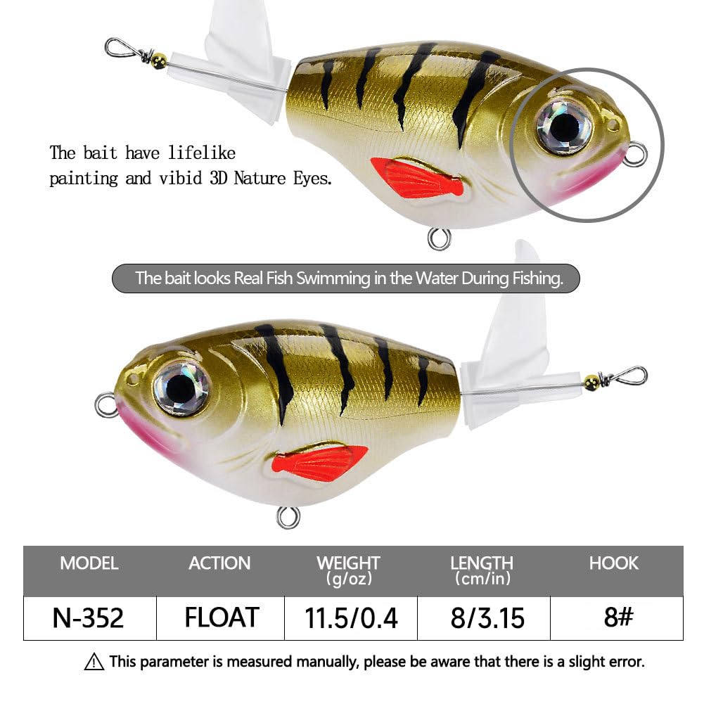Ensemble de 5 leurres de surface Garvee, hameçons BKK, poppers pour eau douce et eau salée, 8 cm, 11,5 g, queue rotative