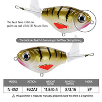 Ensemble de 5 leurres de surface Garvee, hameçons BKK, poppers pour eau douce et eau salée, 8 cm, 11,5 g, queue rotative