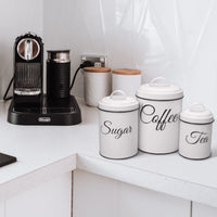 Garvee boîtes de rangement avec couvercles, lot de 3, boîtes métalliques blanches de 1,5 l, hermétiques et empilables, idéales pour le café, le thé et le sucre